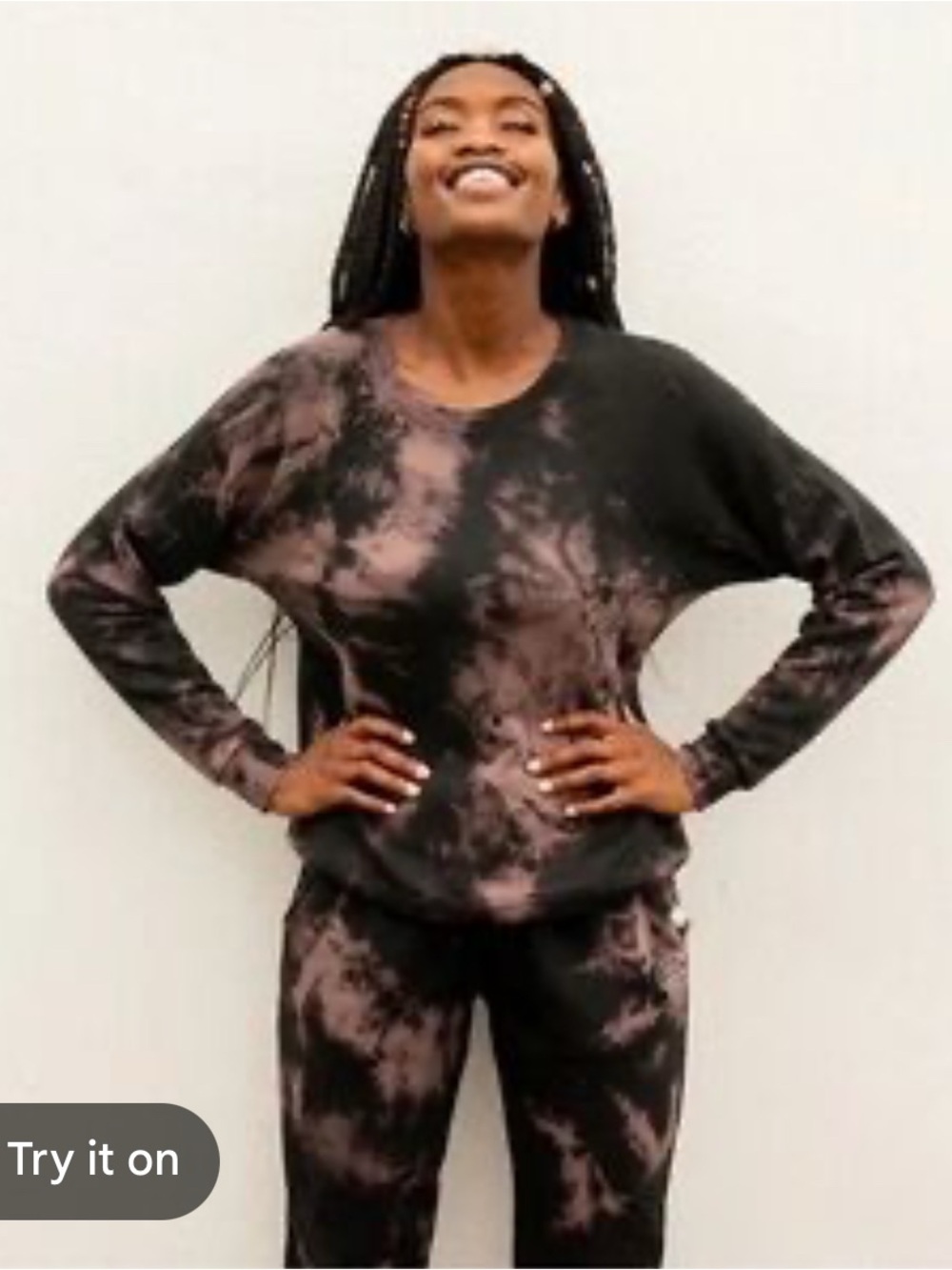 Tie-Dye Long Sleeve Sweatshirt - Black & Brown
